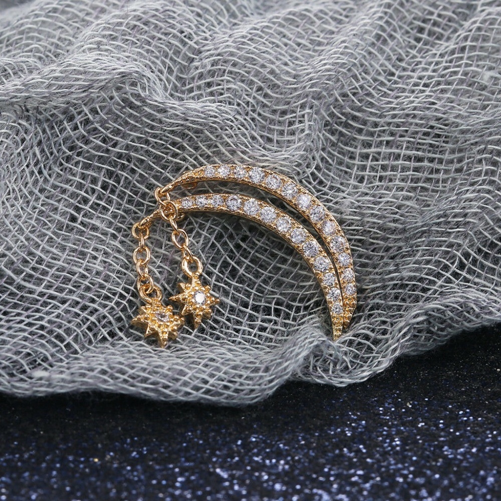 Moon Star Gold Earrings - Picture 6 of 6